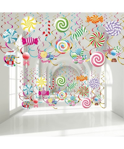 36 Pcs Candyland Party Decorations Candy Hanging Swirls Decorations Colorful Swirl Lollipop Candy Decorations Candy Themed Bi...