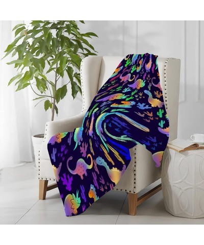 Colorful Dinosaur Collage Black Ulta Soft Fleece Flannel Blankets Birthday Halloween Throw Blanket Bedding Outdoor Cover All ...