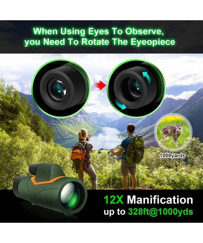 12×50 Monocular Telescope Hunting Gift for Men High Power Monocular Scope for Bird Watching Traveling Concert Sports Game wit...