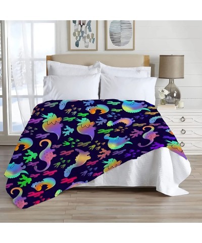 Colorful Dinosaur Collage Black Ulta Soft Fleece Flannel Blankets Birthday Halloween Throw Blanket Bedding Outdoor Cover All ...