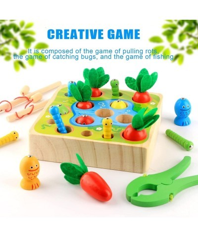 Toddlers Wooden Educational Toys Carrot Harvest Toy & Magnetic Fishing Game Preschool Learning Activities Shape Sorter Learni...