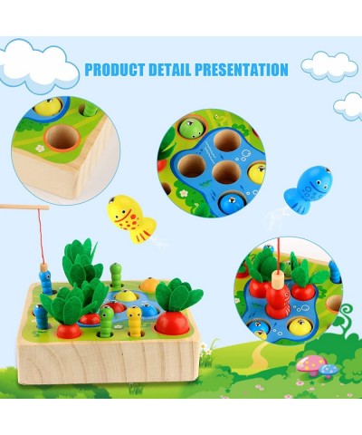 Toddlers Wooden Educational Toys Carrot Harvest Toy & Magnetic Fishing Game Preschool Learning Activities Shape Sorter Learni...