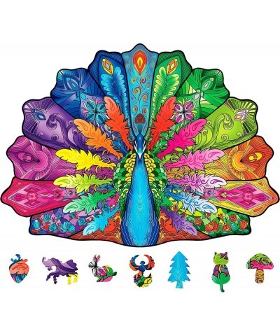 Wooden Puzzles for Adults Peacock Puzzle 13.7'' x 10'' 136 Pieces Gift for Adults Wood Puzzles Adult Wood Cut Puzzles Animal ...