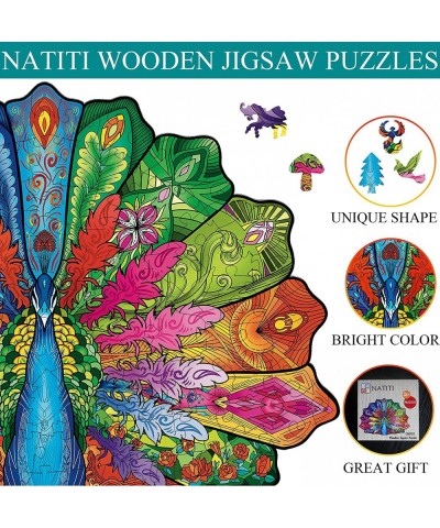 Wooden Puzzles for Adults Peacock Puzzle 13.7'' x 10'' 136 Pieces Gift for Adults Wood Puzzles Adult Wood Cut Puzzles Animal ...