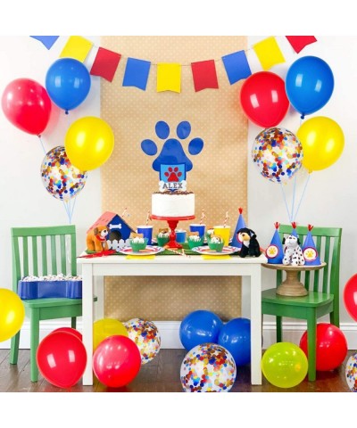 Red Yellow and Blue Latex Balloons with Confetti Balloons for Paw Party Decorations Carnival Circus Birthday Party(80 Packs) ...