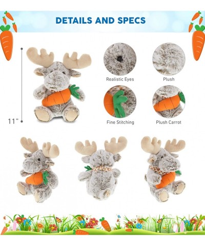 Happy Easter Super Soft Plush Sitting Moose with Carrot - Cute Stuffed Animals with Carrot Plush Toy Perfect Easter Holiday S...