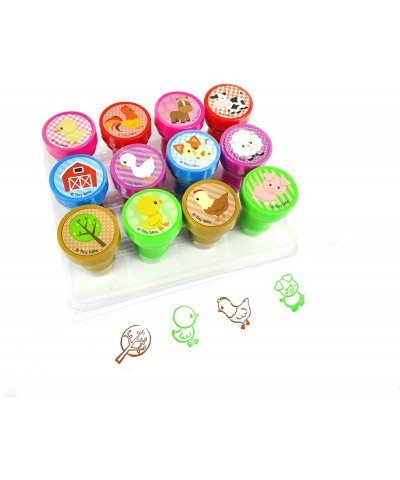 12 Pcs Farm Animals Stamp Kit for Kids - Farm Animals Barnyard Self Inking Stamps Gift Party Favors $16.64 Kids' Printing & S...