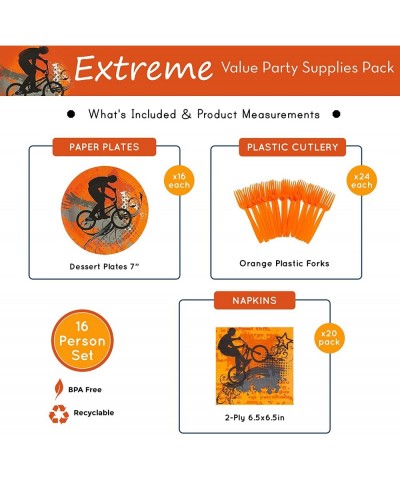 Extreme Value Party Supplies Pack (60 Pieces for 16 Guests) - Dirt Bike Birthday Decorations Motorcycle Birthday Sports Party...