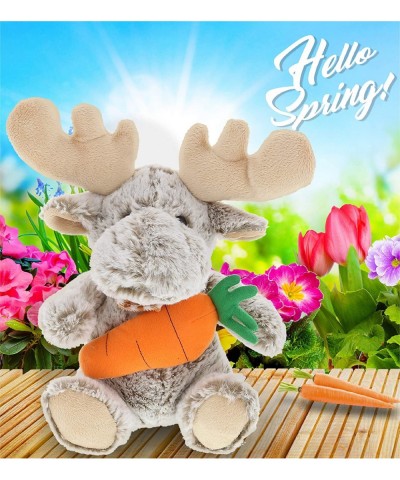 Happy Easter Super Soft Plush Sitting Moose with Carrot - Cute Stuffed Animals with Carrot Plush Toy Perfect Easter Holiday S...