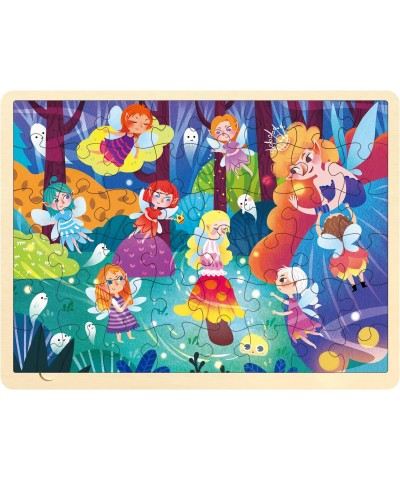 48 Piece Puzzles for Kids Ages 4-8 Each Piece is Unique Fairy Night Wooden Jigsaw Puzzles for Kids Ages 3-5 with Puzzle Tray ...