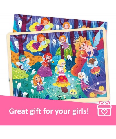 48 Piece Puzzles for Kids Ages 4-8 Each Piece is Unique Fairy Night Wooden Jigsaw Puzzles for Kids Ages 3-5 with Puzzle Tray ...