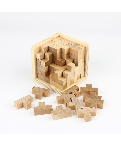 3D Wooden Brain Teaser Puzzle Cube Wooden Puzzles T-Shaped Jigsaw Logic Puzzle Game Puzzles Educational Toy for Kids and Adul...