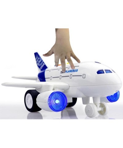 Airplane Toy for Kids with Lights and Sounds - Friction Powered Push and Go Passenger Flight Aeroplane Toy 1:160 Scale for Bo...