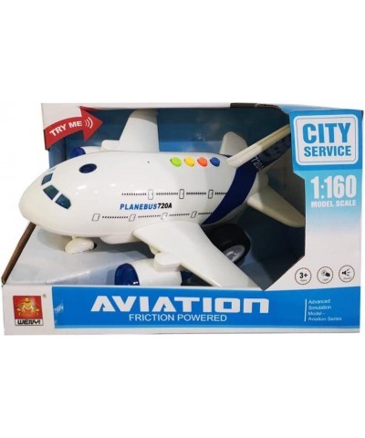 Airplane Toy for Kids with Lights and Sounds - Friction Powered Push and Go Passenger Flight Aeroplane Toy 1:160 Scale for Bo...