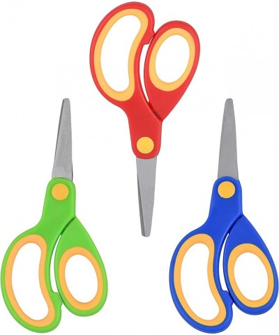 Kids Scissors 5"（School Teacher Bulk Classroom Pack 5 Inch）- Soft Touch Pointed School Student Scissors Blunt Assorted Colors...