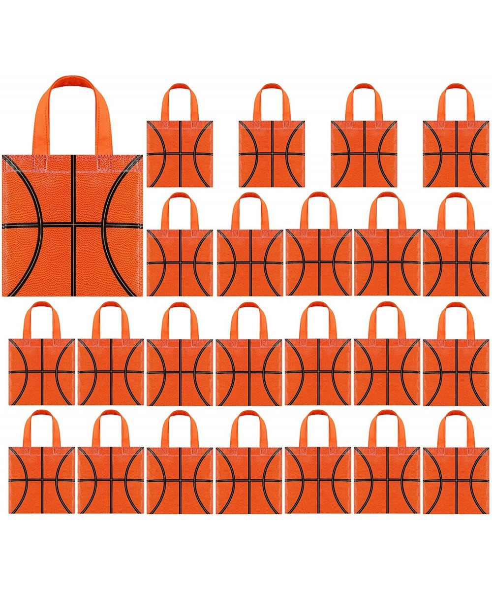 24 Pieces Basketball Non-Woven Party Favor Bags with Handles 7.8 x 7.8 Inch Basketball Party Favor Bags Goodie Treat Candy Ba...