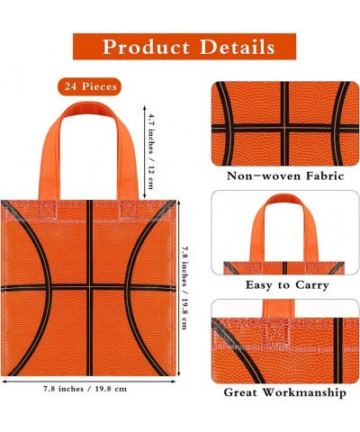 24 Pieces Basketball Non-Woven Party Favor Bags with Handles 7.8 x 7.8 Inch Basketball Party Favor Bags Goodie Treat Candy Ba...