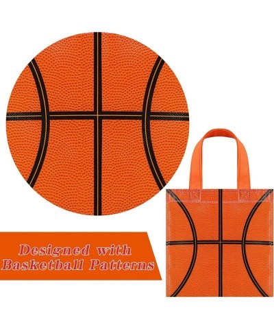 24 Pieces Basketball Non-Woven Party Favor Bags with Handles 7.8 x 7.8 Inch Basketball Party Favor Bags Goodie Treat Candy Ba...