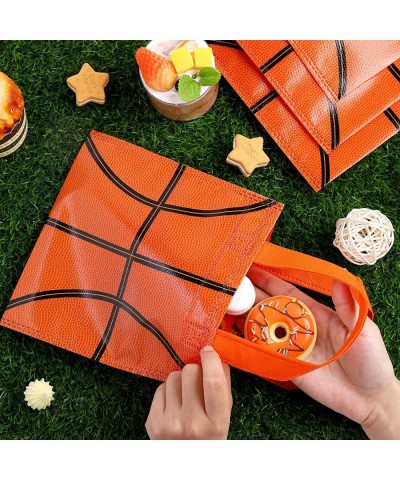 24 Pieces Basketball Non-Woven Party Favor Bags with Handles 7.8 x 7.8 Inch Basketball Party Favor Bags Goodie Treat Candy Ba...