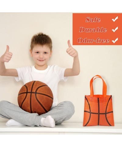 24 Pieces Basketball Non-Woven Party Favor Bags with Handles 7.8 x 7.8 Inch Basketball Party Favor Bags Goodie Treat Candy Ba...