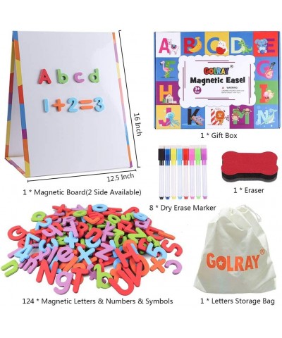 Magnetic Board Kids Tabletop Easel Whiteboard with 124 Magnet Alphabets Letters Numbers 8 Dry Erase Marker Eraser Homeschooli...