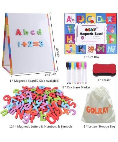 Magnetic Board Kids Tabletop Easel Whiteboard with 124 Magnet Alphabets Letters Numbers 8 Dry Erase Marker Eraser Homeschooli...