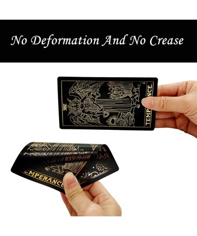 78 Tarot Cards with Guidebook PVC Waterproof Anti-Wrinkle Luxury Gold Foil Classic Tarot Cards Deck with Exquisite Box (Black...