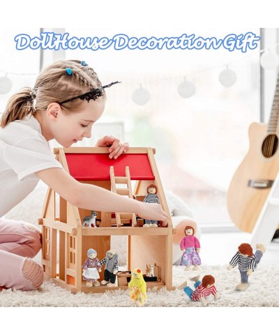 10 Pcs Wooden Dollhouse Family Set of 8 Mini People Figures and 2 Pets Dollhouse Dolls Wooden Doll Family Pretend Play Figure...