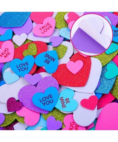 500 Pieces Foam Hearts Stickers Valentine's Day Conversation Hearts Stickers Self-Adhesive Glitter Heart Shaped Foam Stickers...