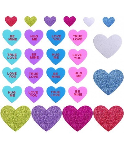 500 Pieces Foam Hearts Stickers Valentine's Day Conversation Hearts Stickers Self-Adhesive Glitter Heart Shaped Foam Stickers...