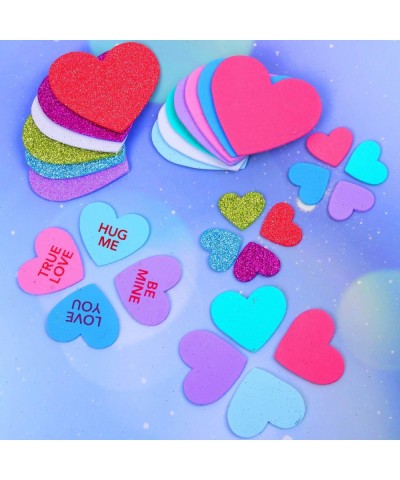 500 Pieces Foam Hearts Stickers Valentine's Day Conversation Hearts Stickers Self-Adhesive Glitter Heart Shaped Foam Stickers...