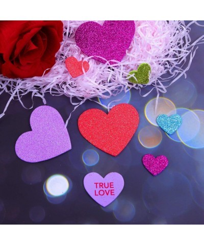 500 Pieces Foam Hearts Stickers Valentine's Day Conversation Hearts Stickers Self-Adhesive Glitter Heart Shaped Foam Stickers...