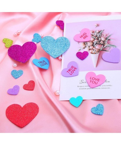 500 Pieces Foam Hearts Stickers Valentine's Day Conversation Hearts Stickers Self-Adhesive Glitter Heart Shaped Foam Stickers...