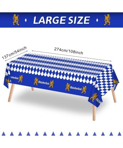 3 Pack Bavarian Oktoberfest Party Tablecloth Decorations Plastic Rectangular Blue and White Flag Check Table Cover Background...