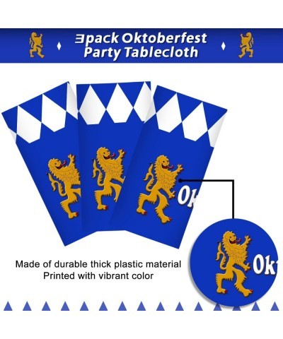 3 Pack Bavarian Oktoberfest Party Tablecloth Decorations Plastic Rectangular Blue and White Flag Check Table Cover Background...