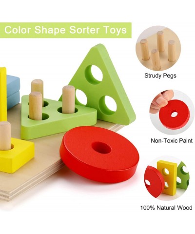 4-in-1 Montessori Toys for 1 2 3 Year Old Boy Girl Include Wooden Sorting and Stacking Toys Harvest Carrot Toy Montessori Coi...