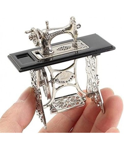 1/12 1:12 Scale Dollhouse Miniatures Furniture Vintage Silver Sewing Machine Table Metal Sewing Machine Pedal Can Move Worth ...