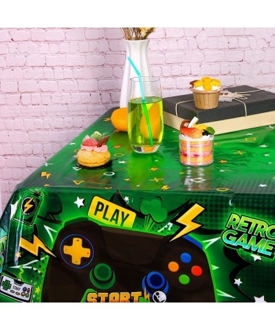 2 Pieces Green Video Game Tablecloth Plastic Play Game Table Cover Waterproof Game Theme Birthday Decor for Carnival Party Su...