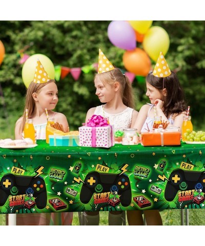 2 Pieces Green Video Game Tablecloth Plastic Play Game Table Cover Waterproof Game Theme Birthday Decor for Carnival Party Su...