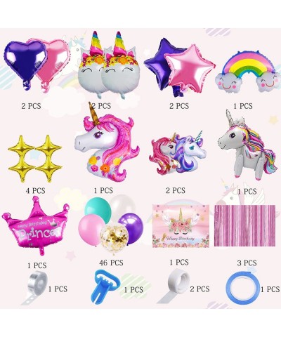 Unicorn Birthday Party Decorations Supplies Set One Pack of Backdrop Cloth Unicorn Star Rainbow Foil Balloons Unicorn Party D...