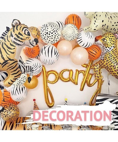 10 Pack 11" Cheetah Print Latex Balloons with Matching Ribbon Animal Print Balloons for Jungle Zoo Party Supplies Dalmation B...