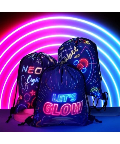 12 Pack Glow Party Drawstring Bags Glow Neon Gift Treat Bag Party Supplies Neon Themed Birthday Party Candy Goodie Favor Bags...