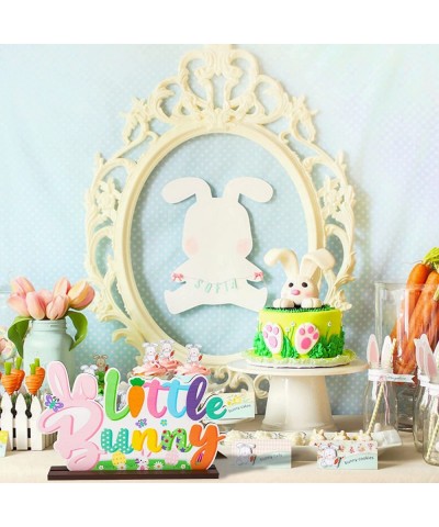 Bunny Baby Shower Wooden Centerpiece Little Bunny Is On The Way Wood Letter Sign Gender Reveal Party Decoration for Spring Ho...