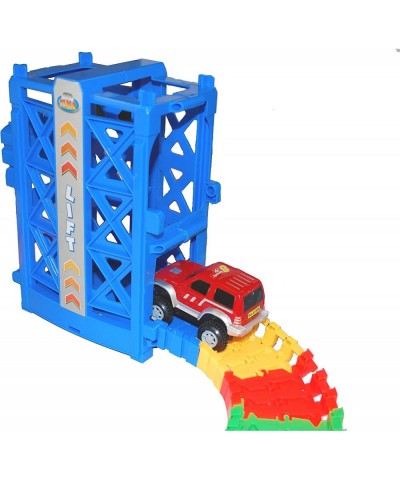 Super Snap Speedway - Deluxe Bend and Flex Track Set with 3 Electric Cars Tunnels Bridge Elevator ramp Track Merge and Access...