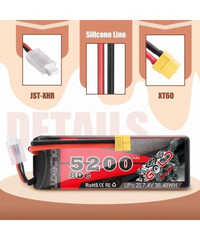 5200mAh 80C 2S 7.4V RC LiPo Battery Hard Case with XT60 Plug for RC Evader BX Car RC Truck RC Truggy Racing (2 Pack) $47.68 H...