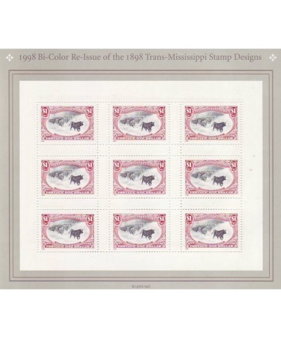 1998 Bi-Color Re-Issue of the 1898 Trans-Mississippi "Black Bull" Stamps: 9 x $1.00 Scott 3210 $27.96 Collectibles Display & ...