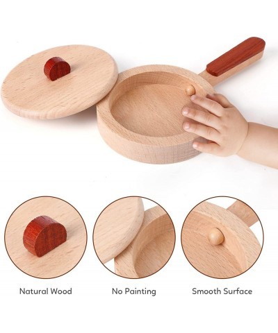 Wooden Play Kitchen Accessories Kitchen Pretend Play Toys Kids Kitchen Set with Pan Pots Plates Storage Bag Birthday and Chri...