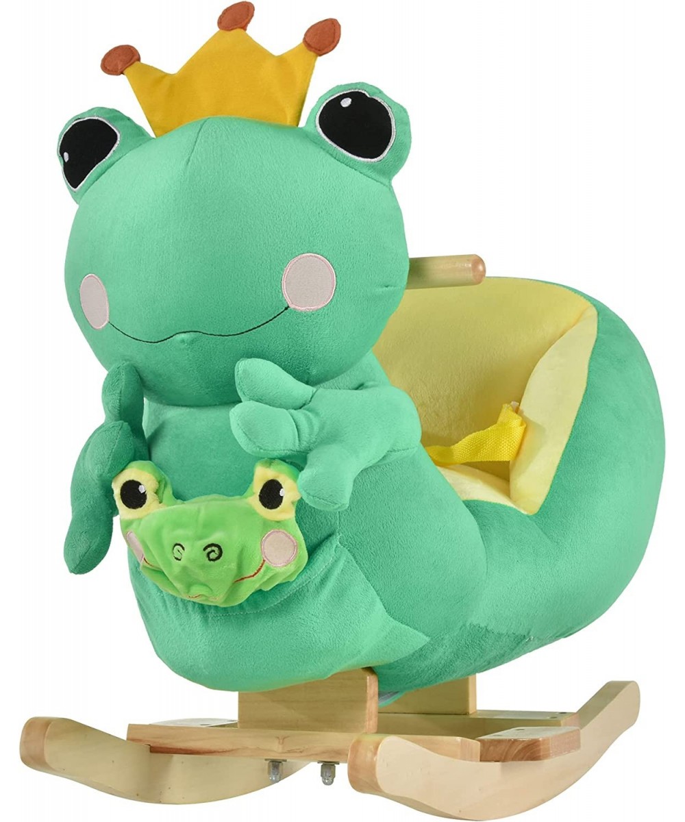 Kids Ride-On Rocking Horse Toy Frog Style Rocker with Fun Music Seat Belt & Soft Plush Fabric Hand Puppet for Children 18-36 ...