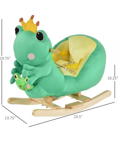 Kids Ride-On Rocking Horse Toy Frog Style Rocker with Fun Music Seat Belt & Soft Plush Fabric Hand Puppet for Children 18-36 ...