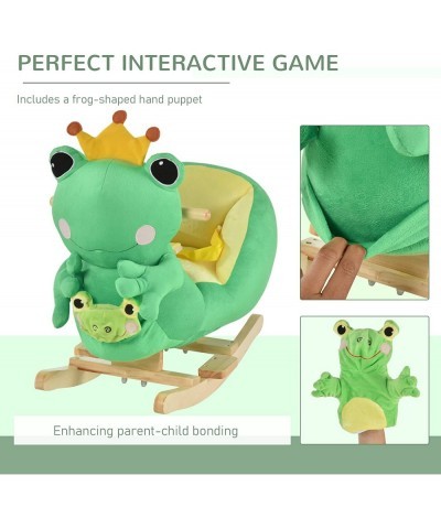 Kids Ride-On Rocking Horse Toy Frog Style Rocker with Fun Music Seat Belt & Soft Plush Fabric Hand Puppet for Children 18-36 ...